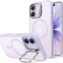 ESR for iPhone 17 Case with Stash Stand, Compatible with MagSafe, Military-Grade Drop Protection Magnetic Phone Case, Scratch-Resistant Back Cover,Frosted Light Purple