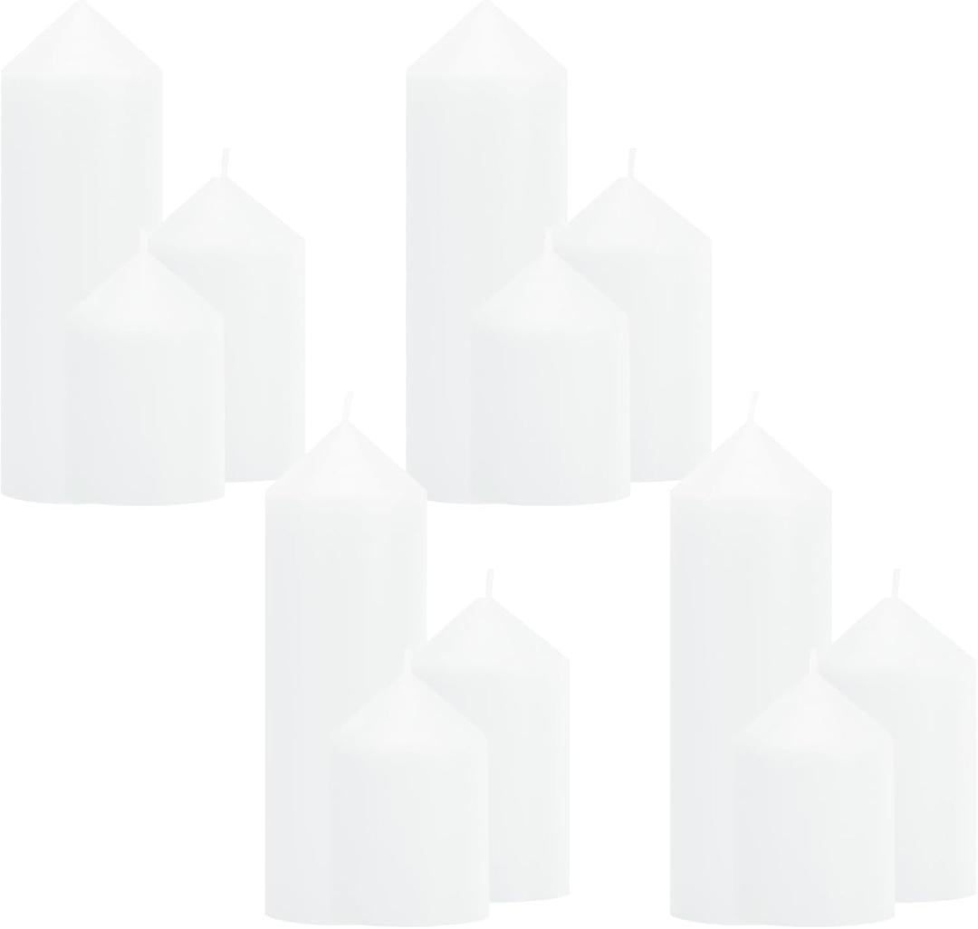 12 Pcs White Pillar Candles Bulk Set, Elegant Decorative White Candles2 in x 3, 4, 6 Inch Assorted Size Unscented Pillar Candles Bulk for Home Decor, Weddings, Centerpiece