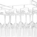Wine Glass Rack Under Cabinet Drilling Free No Screw Steamware Holder Under Shelf Metal Wine Glasses Holders 304 Stainless Steel Hanger Storage Organizer Hanging Glass Fit for Bar Kitchen 4 Rows White