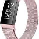 Amzpas Mesh Wristband for Fitbit Charge 4/3 - Stainless Steel with Magnet Clasp for Women & Men