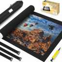 Jigsaw Puzzle Board Roll Up Mats Games Saver Portable Keeper Storage Magic Holder Matt Rollup 2000 1000 500 300 Pieces Accessories Christmas Ideas for Adults Toddler Teens Boys Girls New Home Gifts (Black)