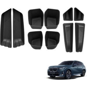 smabee 10PCS Front & Rear Door Side Storage Box for BMW X3 2025 2026 Accessories Insert TPE Interior Armrest Box Insert Tray Black