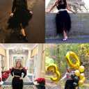 Dressever Women's Tulle Skirt A-Line High Elastic Waist Midi Skirt Irregular Layered Mesh Tutu Halloween Skirts (Purple, XXL)