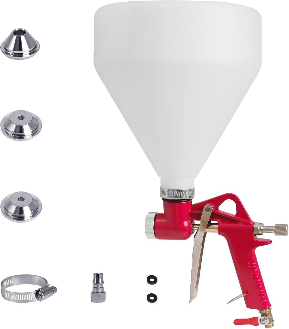 Drywall Texture Sprayer,Air Texture Gun 1.5 Gallon with 3 Nozzle (4.0mm/6.0mm/8.0mm) for Orange Peel Knockdown (Red)