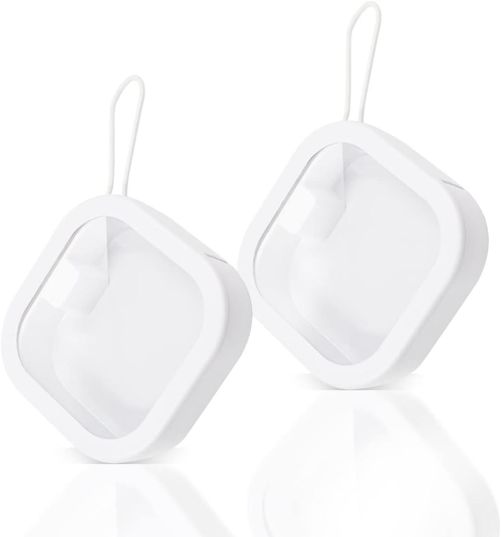 LELE LIFE 2pcs Small Portable Jewelry Box with Silicone Strap, Press to Open, Cotton Swab Holder, Hair Tie Organizer, Rings, Earrings, Hair Clips, Dental Floss Organizer, White