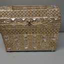 ELLDOO Crystal Wedding Card Box with Lid, Vintage Money Card Box Treasure Chest Style Gold Gift for Wedding Receptions, Centerpiece Decor, Anniversary, Keepsake, Gift Display Box