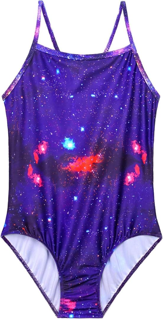 Girls Swimsuit One Piece Bathing Suit Kids' Swimwear Quick Dry Summer Beach (7-8 Years, Purple)