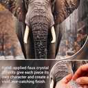 DRLWGTY Abstract Elephant Wall Art,Large Wildlife Paintings Decor with Handmade Crystal Details,Unique Animal Artwork for Living Room Bedroom Office,Ready to hang, 24*48 in