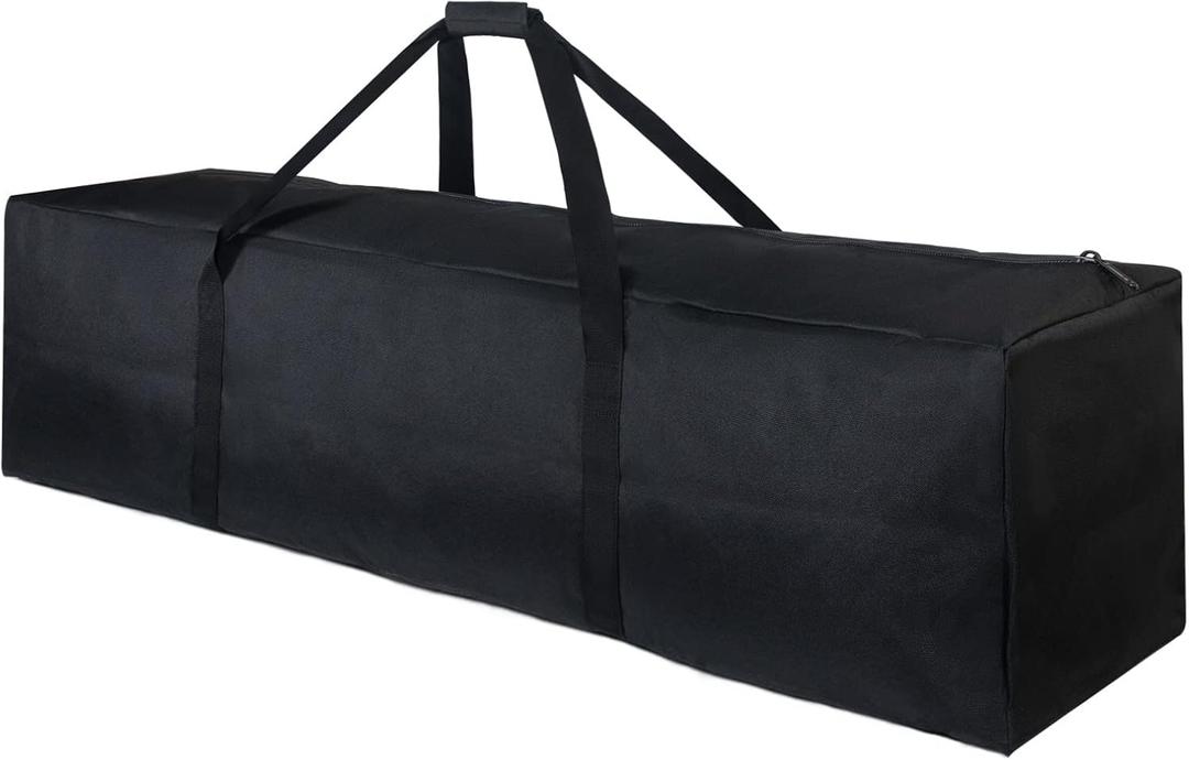TOPDesign 46 Inch Extra Large Zippered Duffel Bag for Travel Camping Sports Equipment Storage, Waterproof Foldable Luggage Bag with Padded Handles , Black