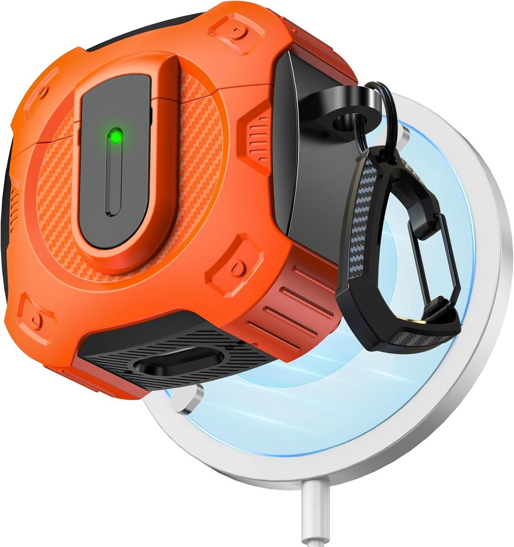 RFUNGUANGO for AirPods 4th Generation Case, 2024 New Space Theme Case. Compatible with AirPods 4th Generation, with Locking Feature, Military Grade Drop Protection, Works with MagSafe.[Orange]