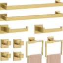 23.6Inch Brushed Gold Towel Bar Set, 10 Pieces Bathroom Accessories Set, SUS304 Stainless Steel Towel Racks Toilet Paper Holder Set for Bathroom Wall Mounted