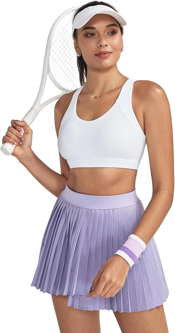 RUNNING GIRL Sports Bras for Women High Support, Criss-Cross Back Strappy Sports Bras for Women with Sewn in Pads(White,M)