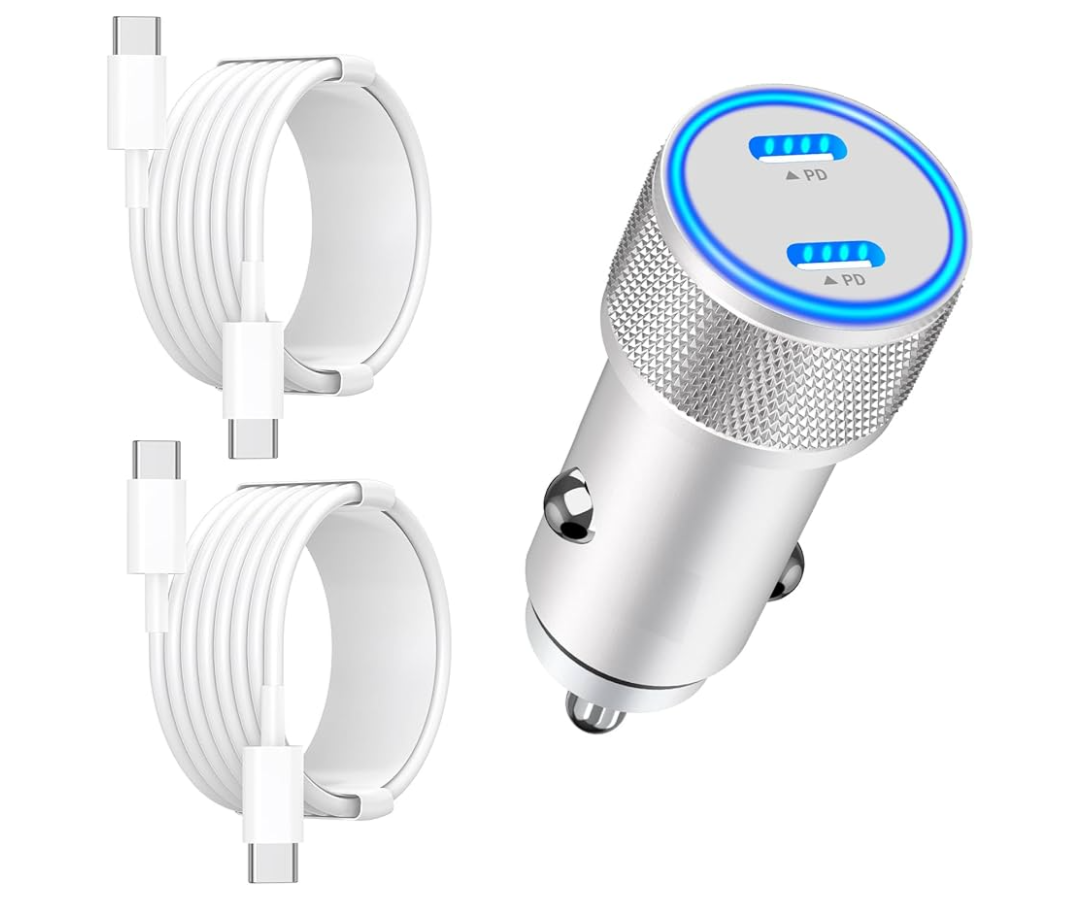 [Apple MFi Certified] iPhone 17 Car Charger Fast Charging, Linocell 90W Dual PD Power Cigarette Lighter USB-C Car Charger Pack Type-C Cord for iPhone 17/17 Pro Max/16 Pro/15/Galaxy S25/S24/Pixel, Pack of 2