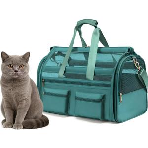 Cat Carrier, Small Dog Carrier for Small Medium Pets Up to 15 LbsPet Carrier Airline Approved,Soft-Sided Puppy Travel Bag with Safety Zippers,Chihuahua Carry Case, Kitty Cloth Cage