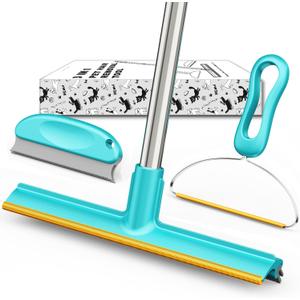 Carpet Rake for Pet Hair Removal (3 Pack), Dog Cat Fur Remover Rubber Broom, Stainless Steel Long Handle Lint Shaver Cleaner Tools, Scraper Brush for Carpet, Rug, Car Mat, Couch, Pet Bed, Furniture