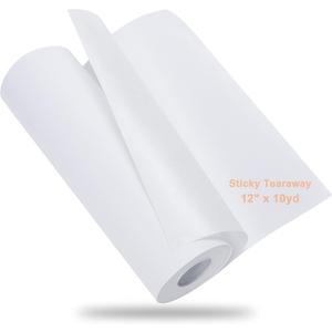 New brothread Sticky Self-Adhesive Tear Away Embroidery Stabilizer Backing 12" x 10 Yd roll - Medium Weight for Napped Fabric & Hoop Less Embroidery