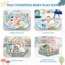 Baby Gym Play Mat, 8-in-1 Tummy Time Mat & Ball Pit with 6 Toys, Washable Baby Activity Play Mat for Visual, Hearing, Sensory, Motor Development, Baby Toys Gift for Toddler Infant 0-3-6-9-12 Months