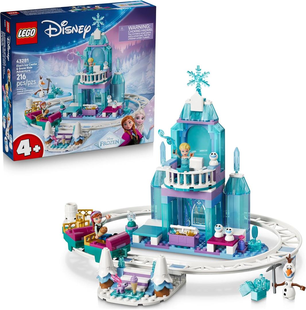 LEGO Disney Frozen Elsas Ice Castle & Snow Ride Adventure Building Toy - Frozen Toys for Girls & Boys, Ages 4+ - Disney Gift for Kids - 43281