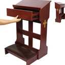 Wooden Prayer Kneeler with Foldable Padded Stool and Drawer for Praying Catholic