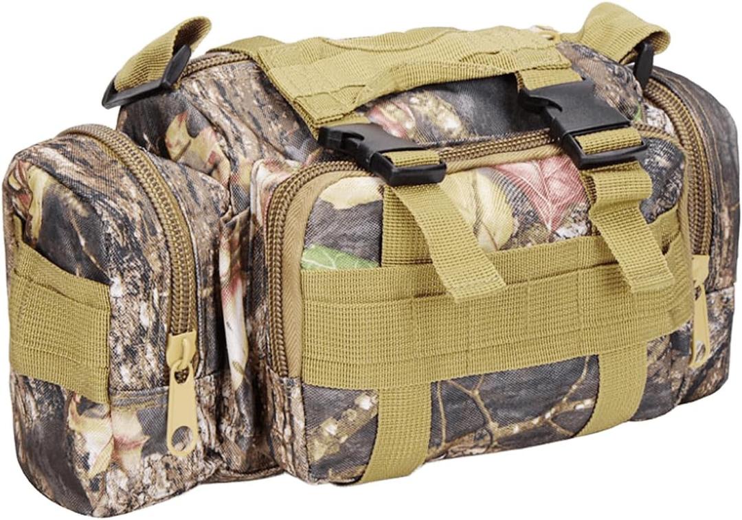 Treestand Front Storage Bag Camo Tree Stand Bag Compatible with Most Tree Stands Hunting Accessories Fanny Pack for Men Multiple Pockets Waist Bag for Hunters Universal Size