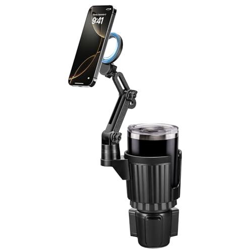 This Hill Magnetic Cup Holder Phone Mount, Compatible with MagSafe, 4.1" Base Adjustable Height Car Cup Holder Compatible with iPhone 17/16 / 15/14 / 13/12 Series, Secure Fit for Car or SUV