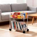 Betoveren 2 Tier Utility Rolling Cart Storage Organizer with Wheels Under Desk Mobile Bathroom Cart Organizer for Office Bathroom Home Kitchen Organization Transparent (Width 8.85 Inches)