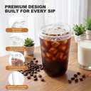50Pack-16oz Disposable Clear Plastic Cups with Strawless Lids, Round Bottom To Go Cups for Iced Coffee, Smoothies & Cold Beverages