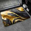 Diatomaceous Earth Bath Mat,Black Grey Gold Marble Texture Non-Slip Volume Super Absorbent Fast Drying for Bathroom Kitchen Door mat,Eco-Friendly Easy to Clean 1624Inch (40 * 60cm)