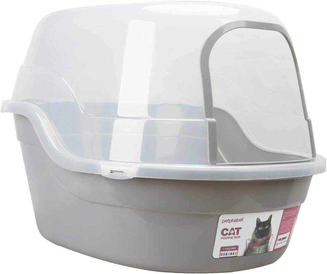 Petphabet Jumbo Hooded Cat Litter Box, Extra Large Gray (Grey)