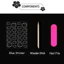 Bow Press on Nails Long Square False Nails with Colorful Rhinestone Design Pink French Tips Fake Nails Glossy Pink Stick on Nail Full Cover Summer Glue on Nail for Women Girls Manicure 24Pcs