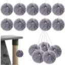 15 Pack Interactive Cats Toy Replacement Balls for Cat Trees Tower Kitty Dangling Toy with Bell Rope Kitten Scratching Post Tree Tower Ball for Indoor Kitten(Gray)