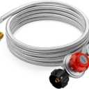 15FT High Pressure Propane Regulator Hose with Gauge, 0~30PSI Adjustable Propane Tank Regulator, Stainless Steel, Fit for Turkey FryerFish FryerPropane BurnerFire Pit, Forge, and More