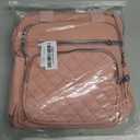 Small Backpack for Women Casual Quilted Square Bag Waterproof Multi Pockets Daypack Lightweight Top Handle Satchel (Pink)