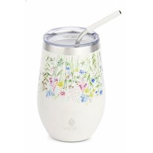 Manna Airn Double Wall Insulated Stainless Steel Stemless Cup Tumbler with Splash-Proof Lid - 16 Oz - Ballet Slipper