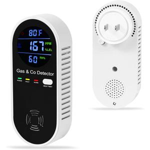 Combination-Explosive-Gas-Carbon-Monoxide-Detectors,4-in-1 Upgraded High-Sensitivity Sensor,Real-time Monitoring &Digital Display,Natural Gas Leak,Propane & CO Alarm Plug in for Home,RV,Apartment