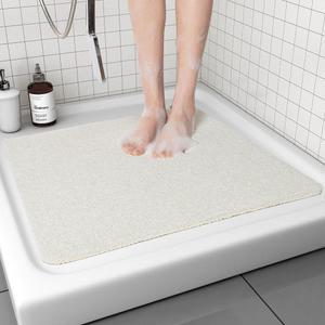 Non Slip Shower Mat, Comfortable Bath mat for Textured Surface, Quick Drying Easy Cleaning Shower Floor Mat for Wet Area, Without Suction Cups 24 x 24 (24"x24", White)