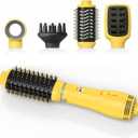 IG INGLAM Hair Dryer Brush, 4-in-1 Detachable Blow Dryer Brush, Ionic Diffuser Hair Dryer & Styler Volumizer with Oval Titanium Barrel, One-Step Hot Air Blowout Styler, Yellow