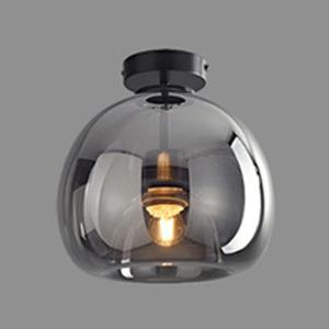 Nordic Mid Century Corridor Globe Semi Flush Mount Ceiling Light Fixture Amber Smoke Grey Glass Ceiling Lighting Simple Mini Ceiling Lamp for Aisle Porch Stairway Closet Kitchen (Smoke Gray)