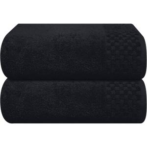 MyOwn Ultra Soft 2 Pack Oversized Bath Towel Set 28x55 inches, Cotton Large Bath Towels, Highly Absorbant Compact Quickdry & Lightweight Towel, Ideal for Gym Travel Camp Pool - Black