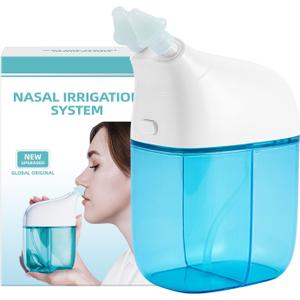 Nasal Irrigation System, Nasal Rinse Machine, Sinus Rinse Machine, Sinus Cleaner Machine with Water Tank & Waste Collection Tank - Nose Cleaner for Sinus,Sinus Adult,Allergy Relief - Blue