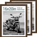 16x20 Picture Frame Set of 3 - Brown Woodgrain, Wood Poster Frame, HD Tempered Glass, Wall Gallery Hanging