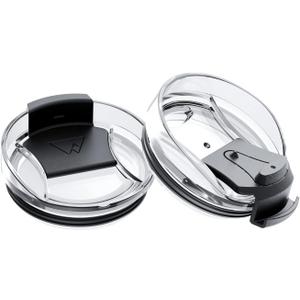 dscvr 2 Pcs Tumbler Replacement Lid Spill Proof, Shatter Resistant, Perfect Fit Lids Compatible with YETI Rambler, Ozark Trails, Fits Inside Diameter of 3.2 inch Tumbler (20 oz., Black)
