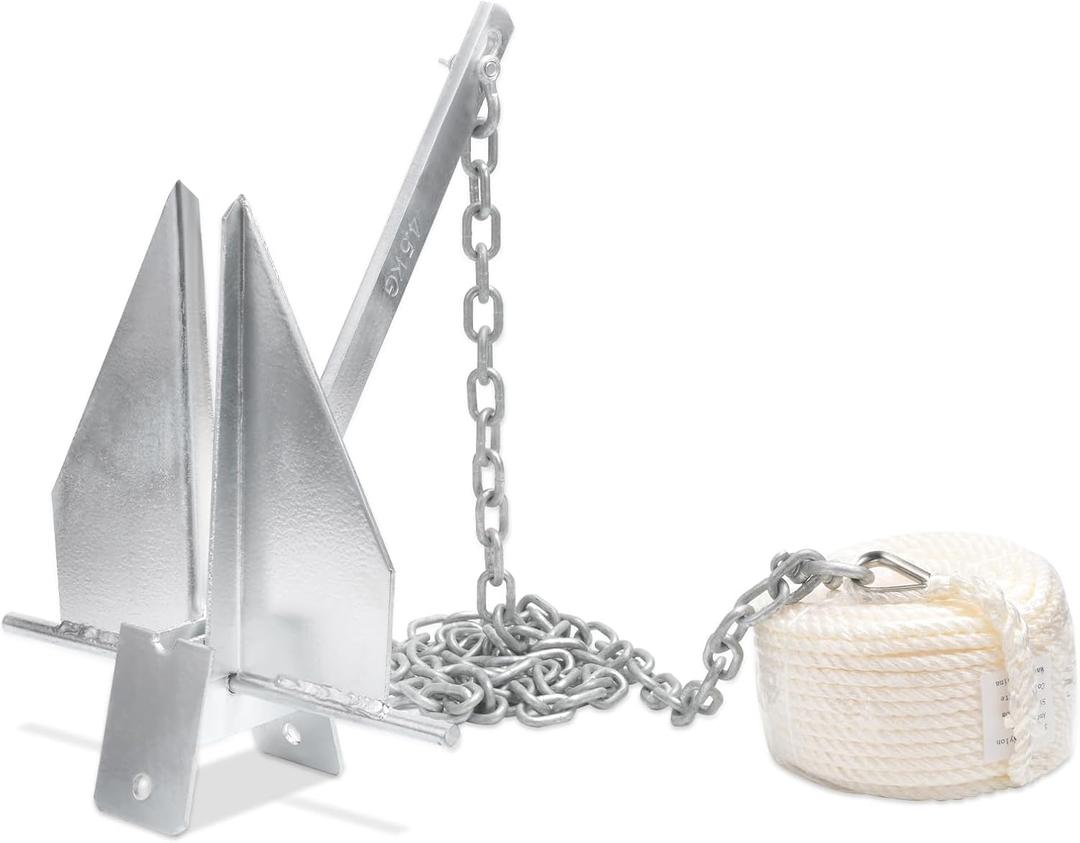 Leero Heavy Duty Boat Anchor Kit with Anchor Chain, Shackle and Anchor Rope, 5/8/10/13 lb Danforth Anchor,Boat Anchor for Pontoons, Dinghies, Fishing Boats, Bass Boats, Sport Boats, Sport Yachts