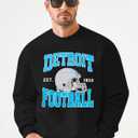 Football Sweatshirt for Men: Game Day Season Pullover Football Team Fans Tops (Black, XL)