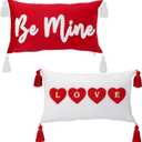 Gilprop Red Throw Pillow Covers 12 x 20 Inch Set of 2, Velvet with Heart Embroidery Pillow Covers Home Decoration for Wedding Couch Sofa Bedroom Decoration