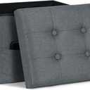 Storage Ottoman Cube, Folding Footstool Rest with Thicker Foam Padded Seat. Liner Ottoman with Storage Bench or Living Room, Bedroom, Home Office, Coffee Table. 17x13x13in, Gray Green