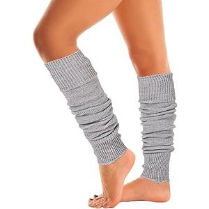 SISOSOCK Leg Warmers for Women Winter Warm Knitted Knee High Boot Socks 80s for Party 1-3 Pairs