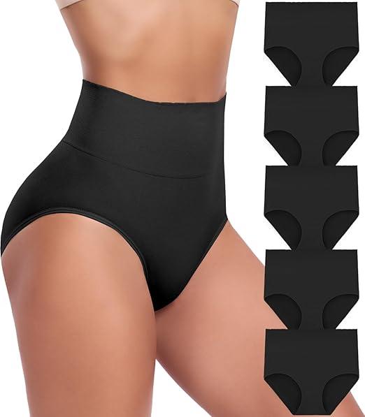 Women's Briefs Underwear High Waist Tummy Control Full Coverage Panties, Ladies Postpartum Underpants 5 Pack, Size M