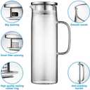 Hwagui - Heat Resistant Glass Pitcher with Stainless Steel Lid, Water Carafe with Handle, Good Beverage Pitcher for Homemade Juice and Iced Tea, 1000ml/34oz