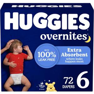 Huggies Size 6 Overnites Baby Diapers: Overnight Diapers, Size 6 (35+ lbs), 72 Ct 